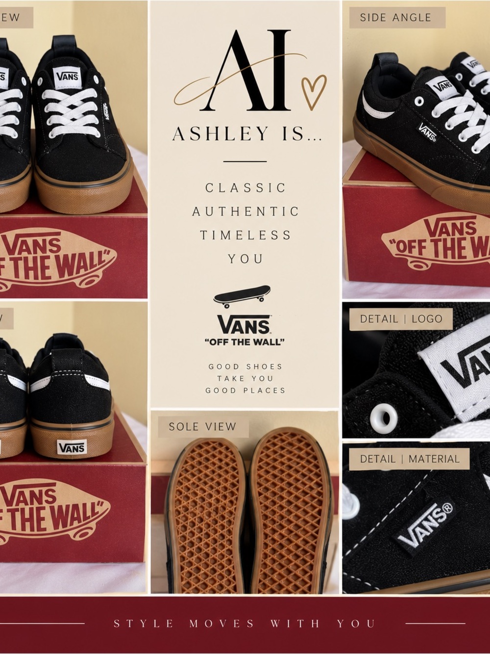 Vans Black Canvas Low-Top Sneakers with White Accents and Gum Sole